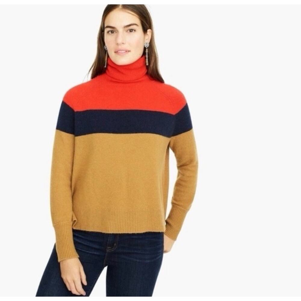J Crew Colorblock turtle neck sweater